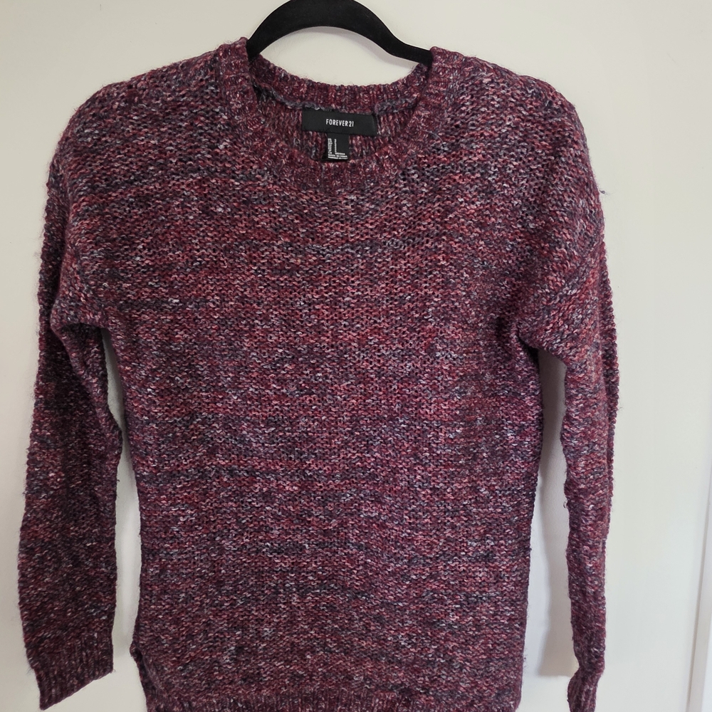 Red and Dark Purple/Navy Knit Sweater